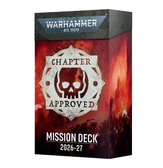 Warhammer 40,000 Chapter Approved Mission Deck box on a white background