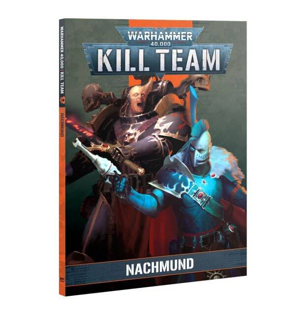 Cover of the Warhammer 40,000 Kill Team supplement Codex Nachmund, featuring illustrated characters and a title in white text on a black background.