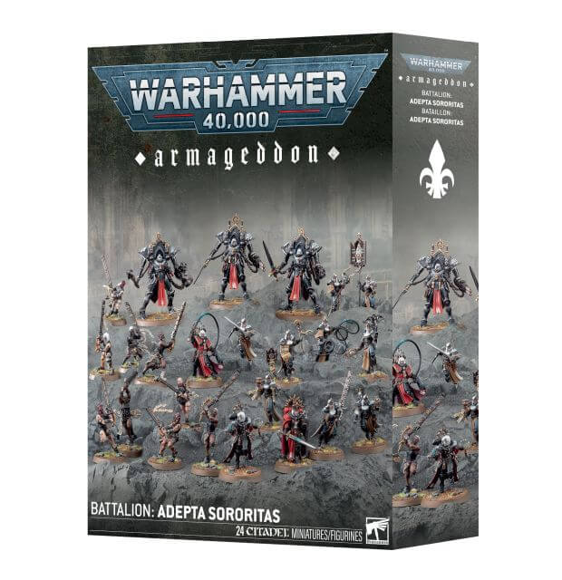 Warhammer 40,000 Adepta Sororitas miniatures box set on a white background