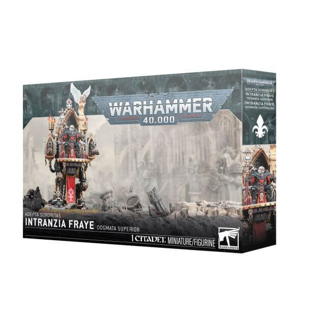 Warhammer 40,000 game box with figurine on a white background