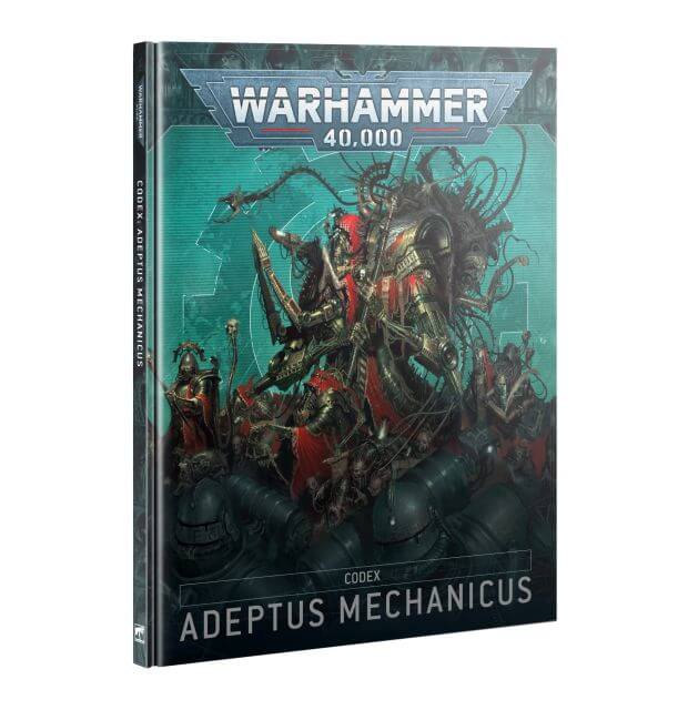 Cover of the Adeptus Mechanicus Codex 10th Edition featuring artwork of a mechanical army in a futuristic setting.