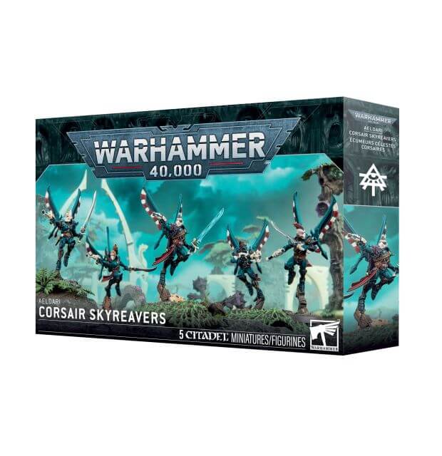 Warhammer 40,000 Corsair Skyreavers miniatures box packaging on a white background