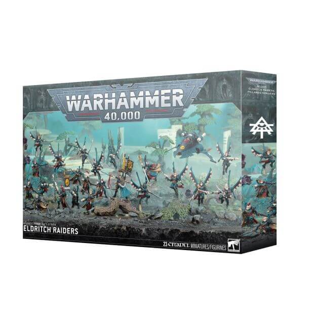 Warhammer 40,000 game box with miniatures on a white background