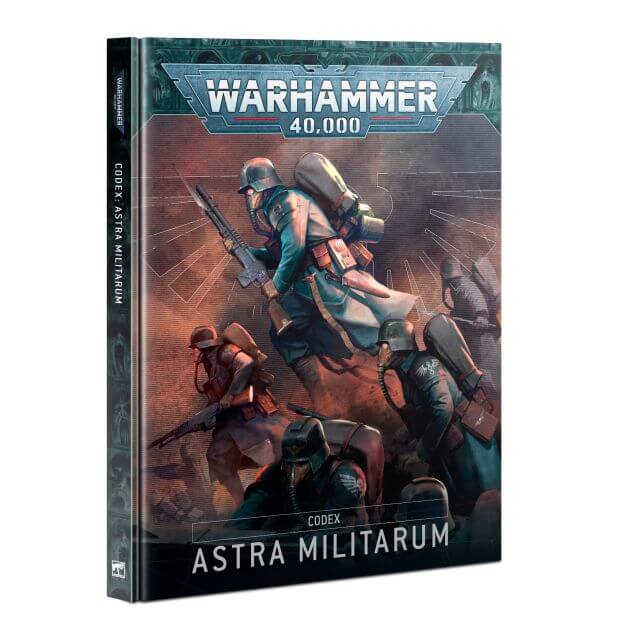 Cover of the Astra Militarum Codex 10th Edition, featuring illustrated soldiers from the Warhammer 40,000 series.