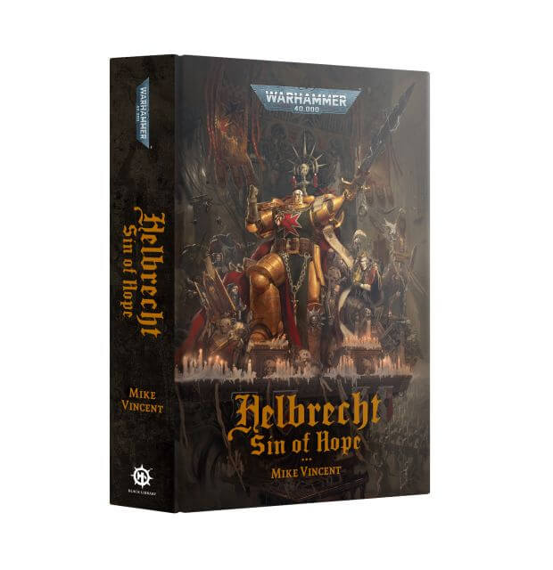 Warhammer 40k Helbrecht Sin of Hope miniatures kit box by Mike Vincent, featuring dark fantasy artwork of armored soldiers on the front cover and spine.