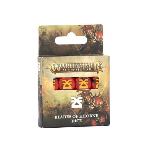 Packaged dice set for 'Warhammer Age of Sigmar' with game-themed design.