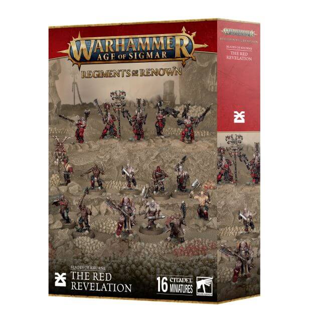 Warhammer Age of Sigmar game box with miniatures on a textured background