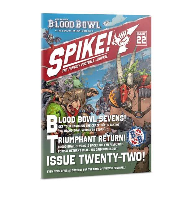 Spike! The Fantasy Football Journal Issue 22 magazine cover, featuring a colorful illustration of fantasy football players and bold promotional text, shown against a plain white background.