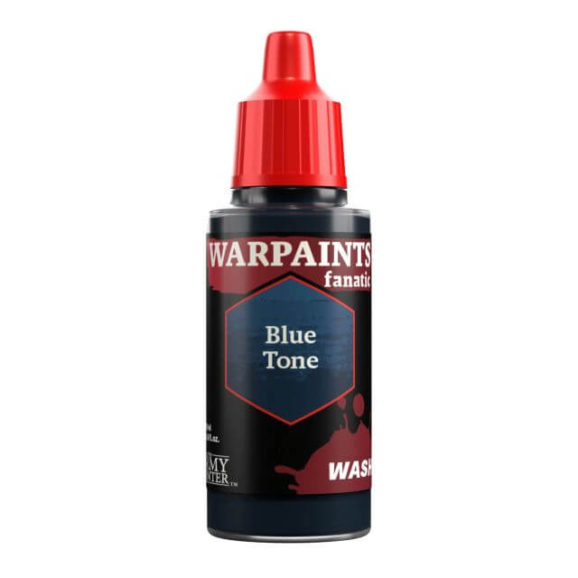 A bottle of Warpaints Fanatic Wash in  Blue Tone, with a red cap