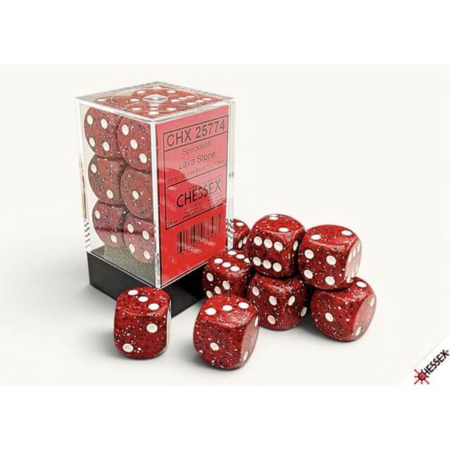 12d6 set of red speckled dice.