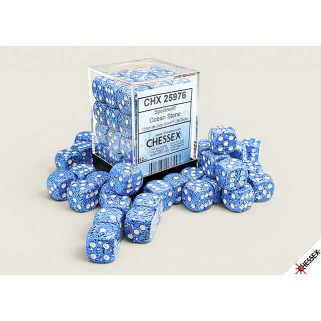 16d6 set of blue speckled dice.