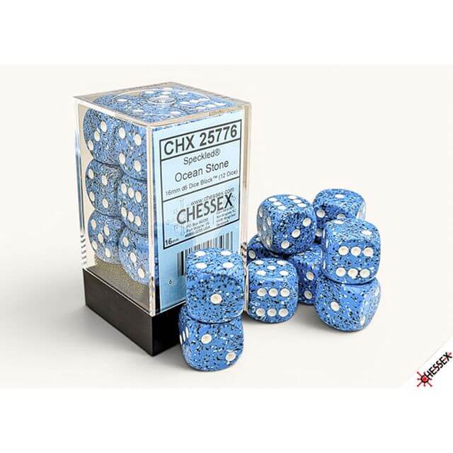 12d6 set of blue speckled dice.