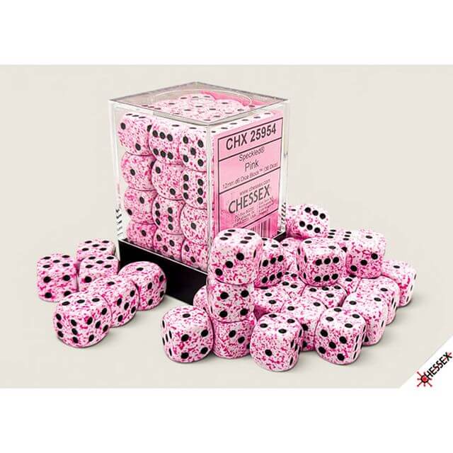 16d6 set of pink speckled dice.
