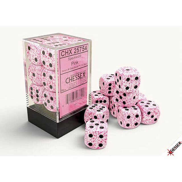 12d6 set of pink speckled dice.