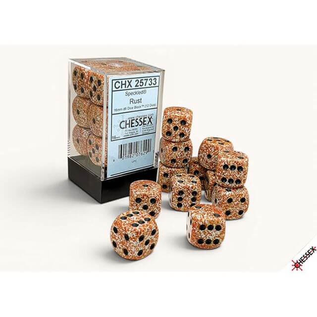 12d6 set of orange speckled dice.