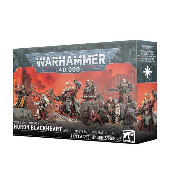 Warhammer 40,000 game box with miniatures on a white background
