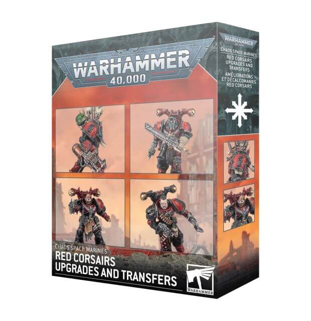 Warhammer 40,000 Red Corsairs upgrades and transfers packaging on a white background