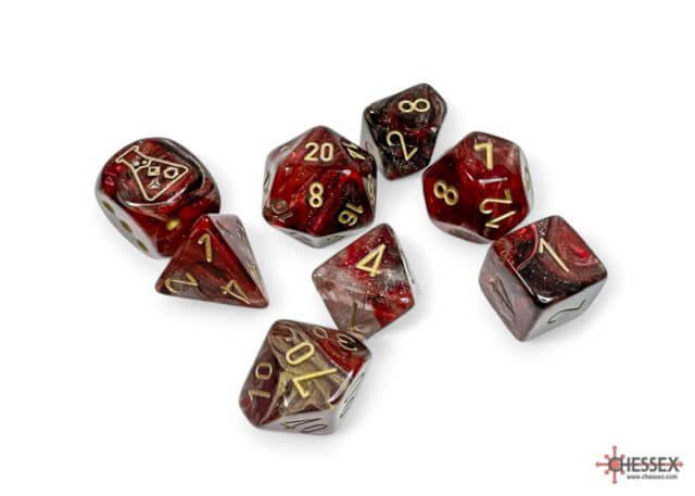 The Chessex Boreallis Cosmos dice set displayed on a white background.