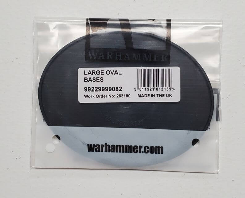 Packaged Citadel 120x92mm Oval Base for model making, displaying the product label and barcode.