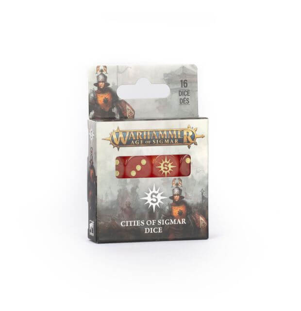 Warhammer of Sigmar dice set packaging on a white background