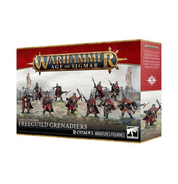 Warhammer Age of Sigmar Freeguild Grenadiers box packaging on a white background