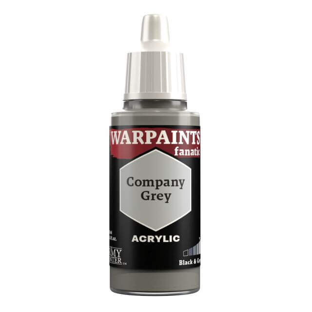 A bottle of Warpaints Fanatic Company Grey acrylic paint.