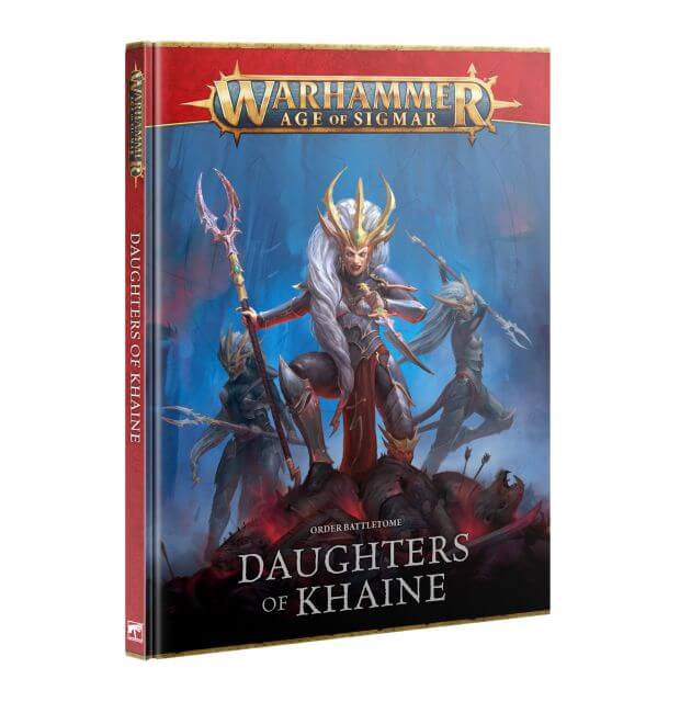 Book titled 'Daughters of Khaine' from Warhammer Age of Sigmar on a white background
