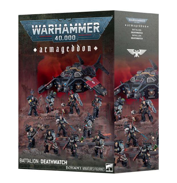 Warhammer 40,000 Armageddon Battalion: Deathwatch miniatures box set packaging.