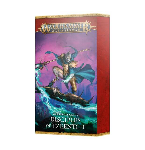Warhammer Age of Sigmar Warscroll Cards Disciples of Tzeentch packaging on a white background