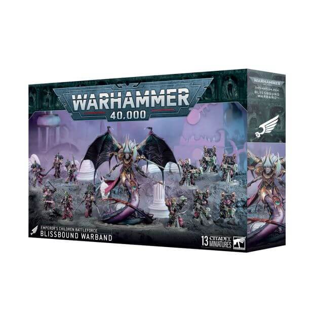 Warhammer 40,000 game box with miniatures on a white background