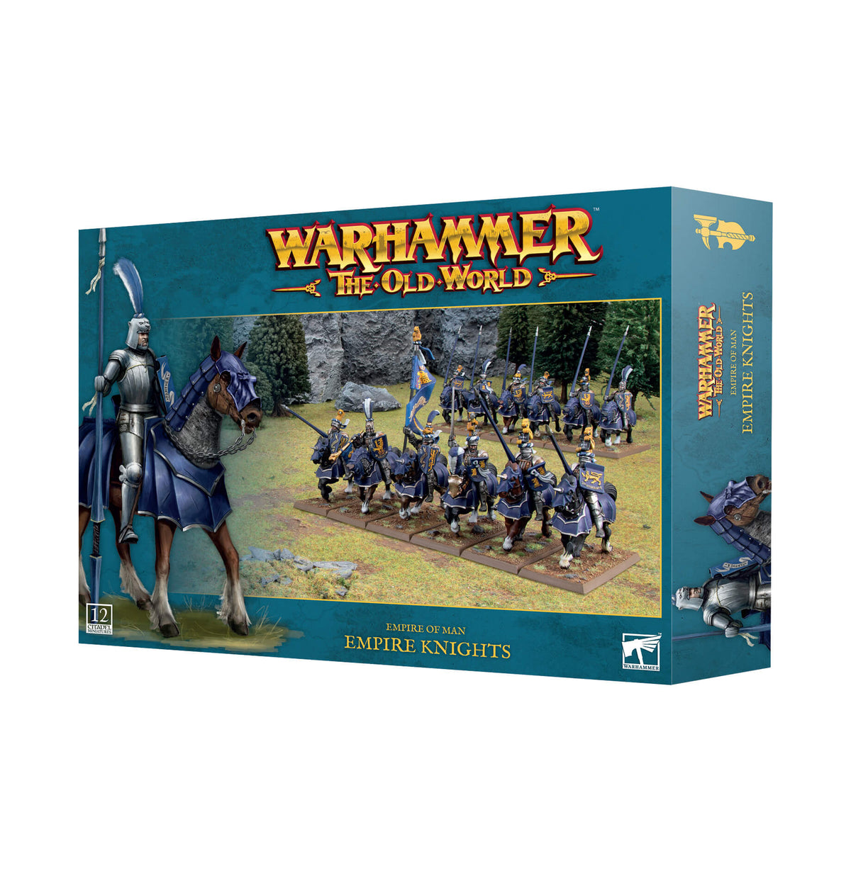 Packaging for the Warhammer The Old World Empire Knights. Box depicts models in formation.
