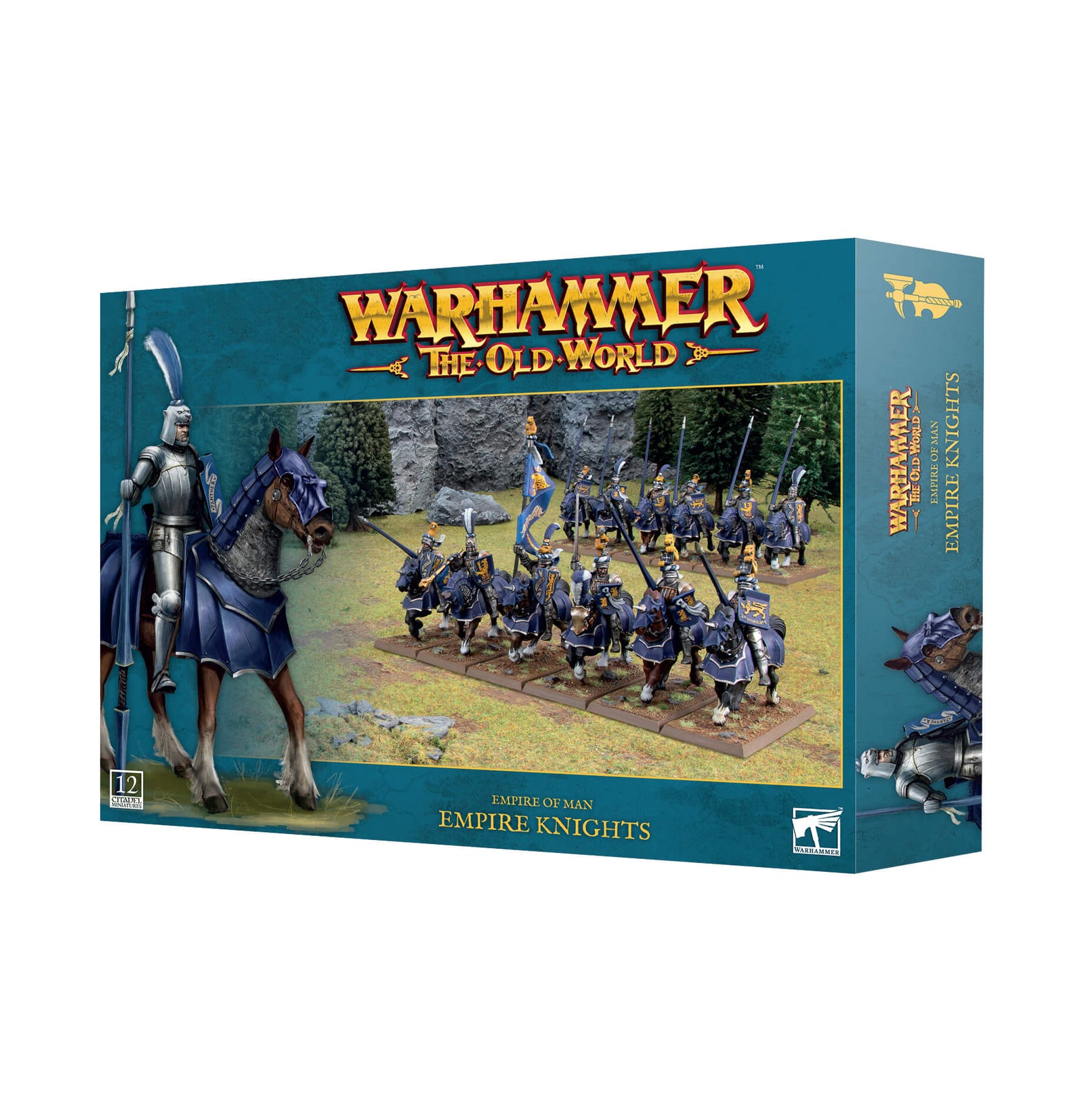 Packaging for the Warhammer The Old World Empire Knights. Box depicts models in formation.