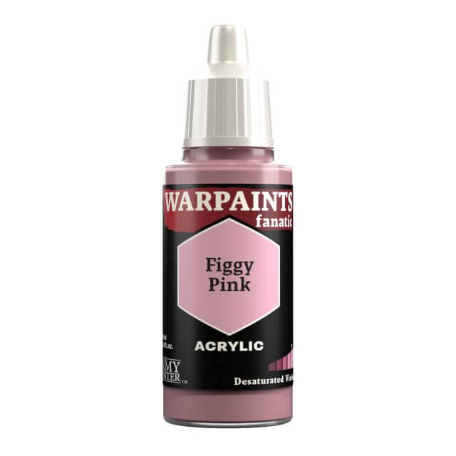 A bottle of Warpaints Fanatic Figgy Pink acrylic paint.