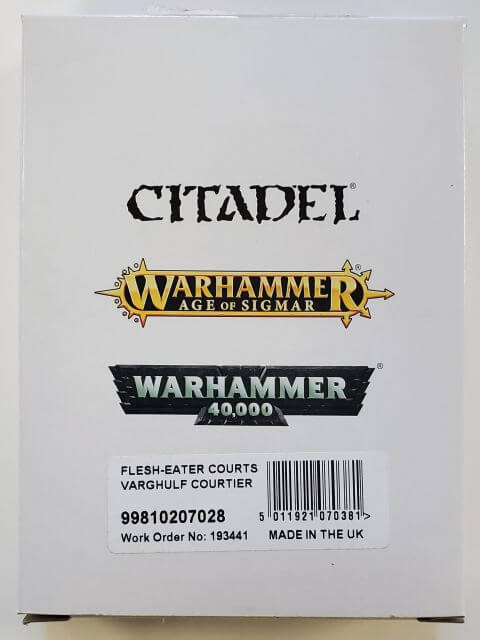 A boxed set of Warhammer Age of Sigmar miniature figures by Citadel, featuring a resin cast kit of a Varghulf.