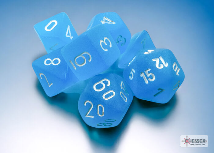Frosted Caribbean Blue 7 Mini Polyhedral Set