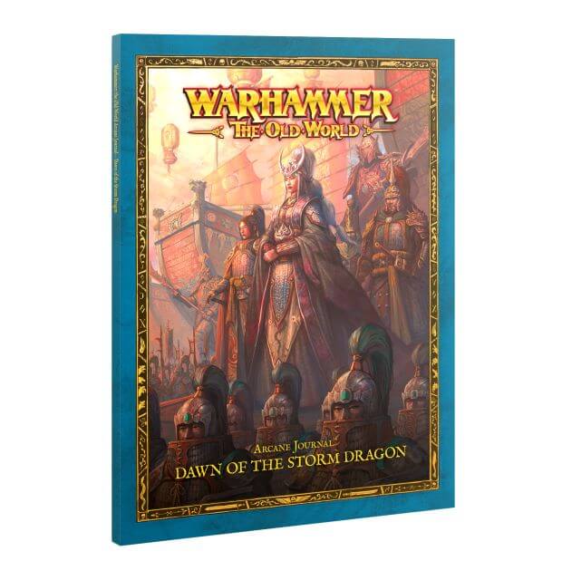 Warhammer The Old World game book cover with characters and text on a blue background