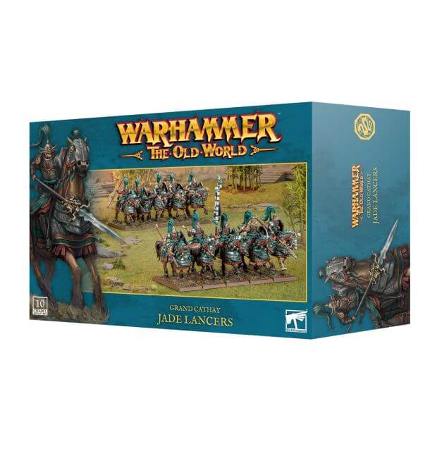 Warhammer The Old World game box featuring Jade Lancers on a white background