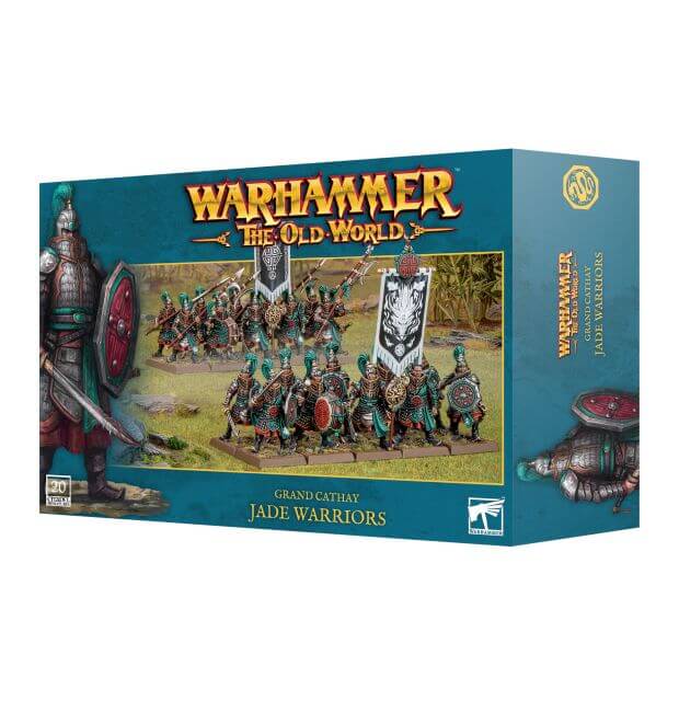Warhammer The Old World game box featuring Jade Warriors on a white background