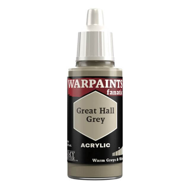 A bottle of Warpaints Fanatic Great Hall Grey acrylic paint.