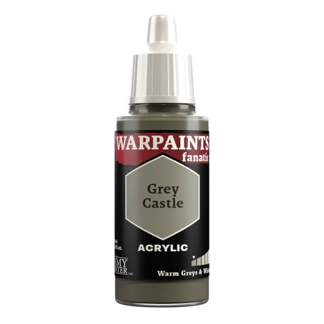 A bottle of Warpaints Fanatic Grey Castle acrylic paint.