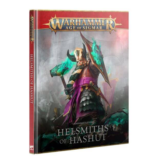 The cover of the Warhammer: Age of Sigmar Helsmiths of Hashut Battletome.