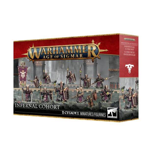 Packaging for the Helsmiths of Hashut Infernal Cohort miniatures from Warhammer: Age of Sigmar.