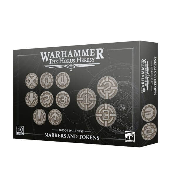 Warhammer The Horus Heresy markers and tokens box on a white background