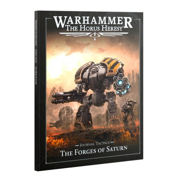 Book cover of 'Warhammer The Horus Heresy' with a robot and cityscape background.