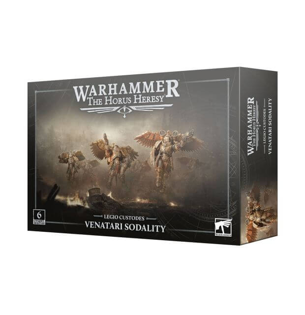 Warhammer The Horus Heresy game box with warrior figures on a dark background