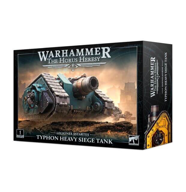 Product image of Warhammer The Horus Heresy Typhon Heavy Siege Tank miniature in its package.
