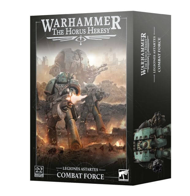 Warhammer The Horus Heresy game box with warrior and robot illustration on a white background