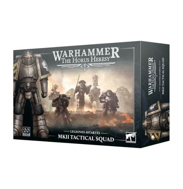 Warhammer The Horus Heresy game box with characters and text on a white background