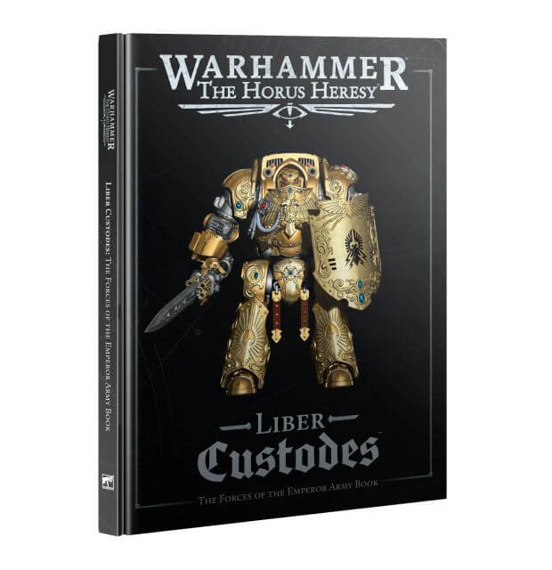 Book featuring gold clad super armored troop holding a sword and shield.