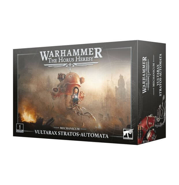 Warhammer The Horus Heresy game box with a warrior and mechanicum design on a white background